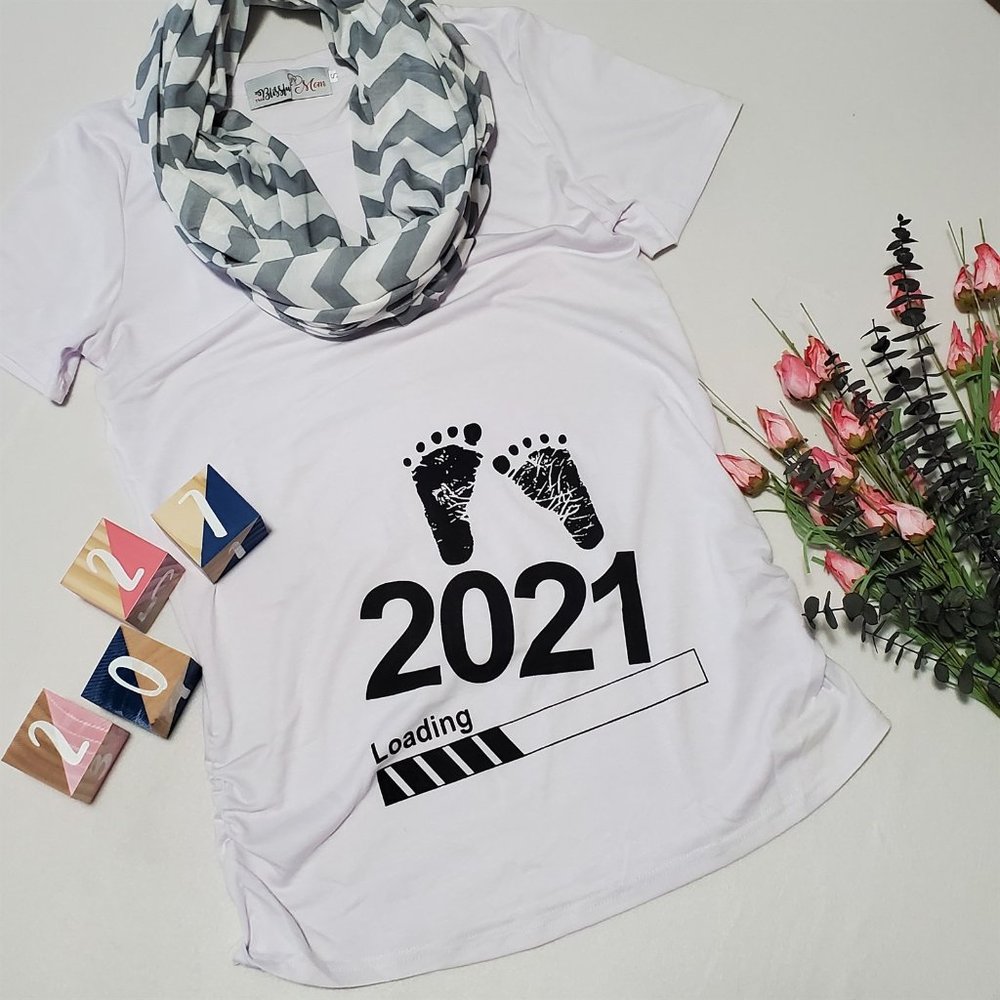 Baby Loading 2021 Maternity Graphic Tee